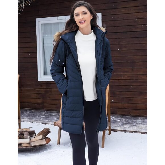 Women's Winter Coats Warm Thicken Long Puffer Jacket Waterproof Quilted Parka wi - Picture 3 of 6